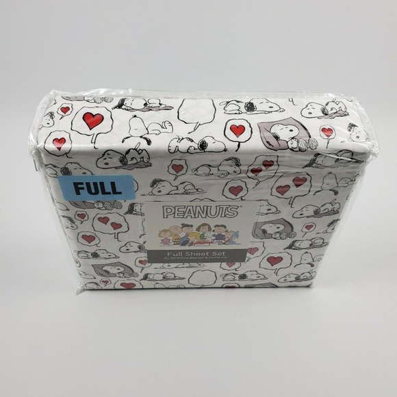 Berkshire Peanuts Full Sheet Set Snoopy Hearts - Picture 3 of 5